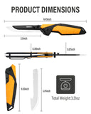 Replaceable Blade Hunting Knife – 3Cr13 Steel (3 Blades Total), Non-Slip TPR Handle, Folding EDC Knife with Sheath