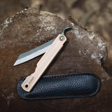 Japanese Friction Folding Pocket Knife with Damascus & 7Cr Reverse Tanto EDC Utility Blades