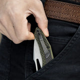 Folding Knife with G10 Handle and Single Side CNC 8Cr  Stonewashed Blade