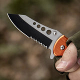 4.5" Closed Folding Pocket Knife Alumina Handle with Rope Cutter and Glass Breaker