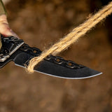 Chain-Pattern Folding Knife with Black Stonewashed Blade