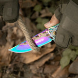 3.5“ 3D Dragon Tactical Folding Knife Flame-Skeletonized Blue Titanium EDC Pocket Knife with Liner Lock
