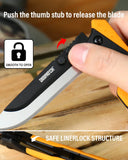 Replaceable Blade Hunting Knife – 3Cr13 Steel (3 Blades Total), Non-Slip TPR Handle, Folding EDC Knife with Sheath