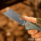 Modified Sheepsfoot-Inspired Cleaver Blade Folding Knife | Micarta Handle, Pocket Clip, EDC & Survival Use