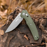 Crossbar Lock Folding Pocket Knife with G10 handle and 3.35" 8Cr13MoV Steel Drop Point Blade