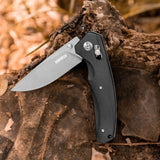 Crossbar Lock Folding Pocket Knife with G10 handle and 3.35" 8Cr13MoV Steel Drop Point Blade