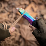 Colorful Folding Knife Serrated Blade with Safety Finger Grip Handle