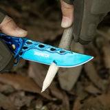 3.5“ 3D Dragon Tactical Folding Knife Flame-Skeletonized Blue Titanium EDC Pocket Knife with Liner Lock