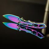 3" Rainbow Pocket Knife with Titanium Coated Steel Handle
