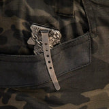 Chain-Pattern Folding Knife with Black Stonewashed Blade