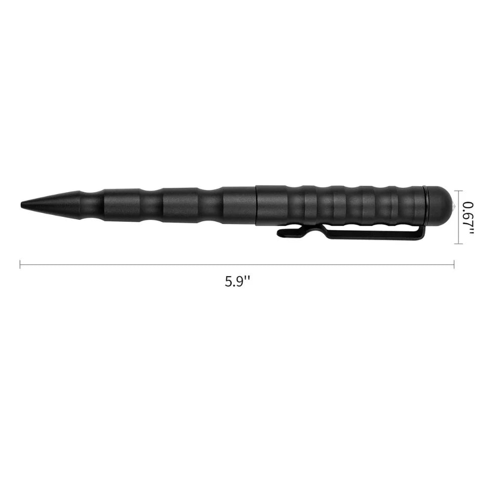Tactical EDC Pen with Tungsten Steel Glass Breaker, Aluminum Body, Compatible with Parker Style Refills