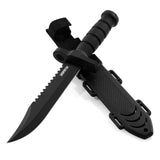 12.1" Tactical Fixed Blade Knife Bowie-Style Clip Point with Sawback Spine