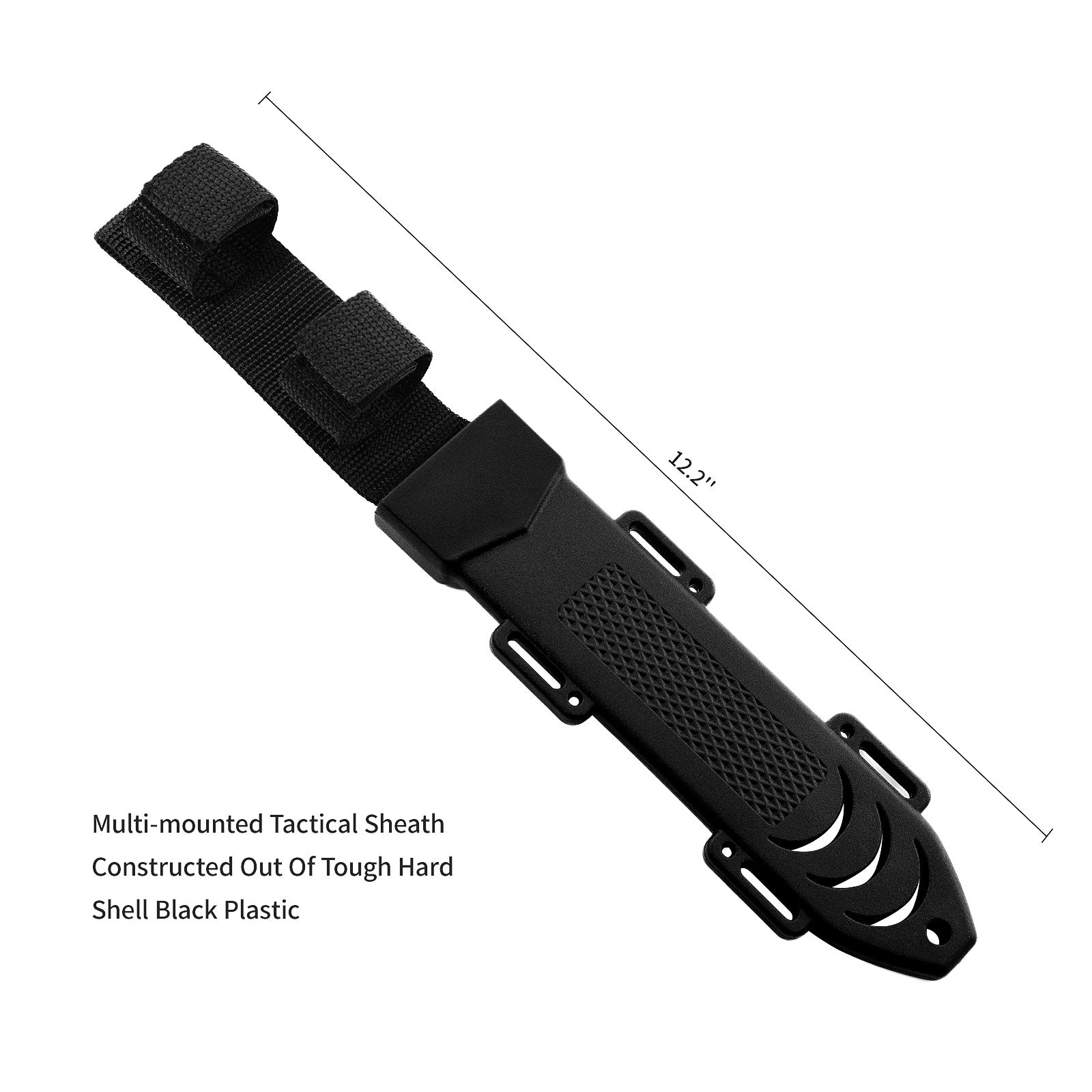 12.1" Tactical Fixed Blade Knife Bowie-Style Clip Point with Sawback Spine