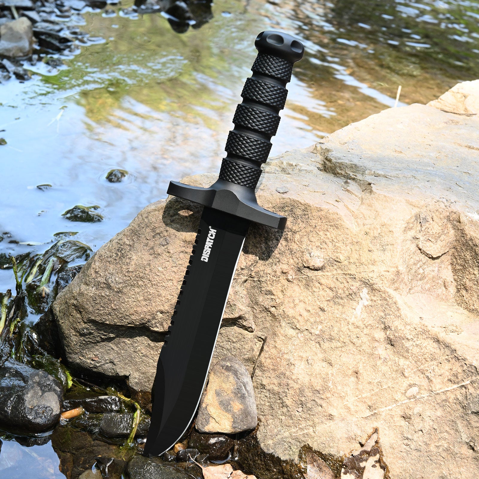 12.1" Tactical Fixed Blade Knife Bowie-Style Clip Point with Sawback Spine
