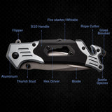 4.5" G10 Handle Multifunctional Folding Knife with Fire Starter