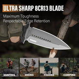 8.14" Full Tang Fixed Blade  Survival Camping Knife G10 Handle with Waist Clip Kydex Sheath