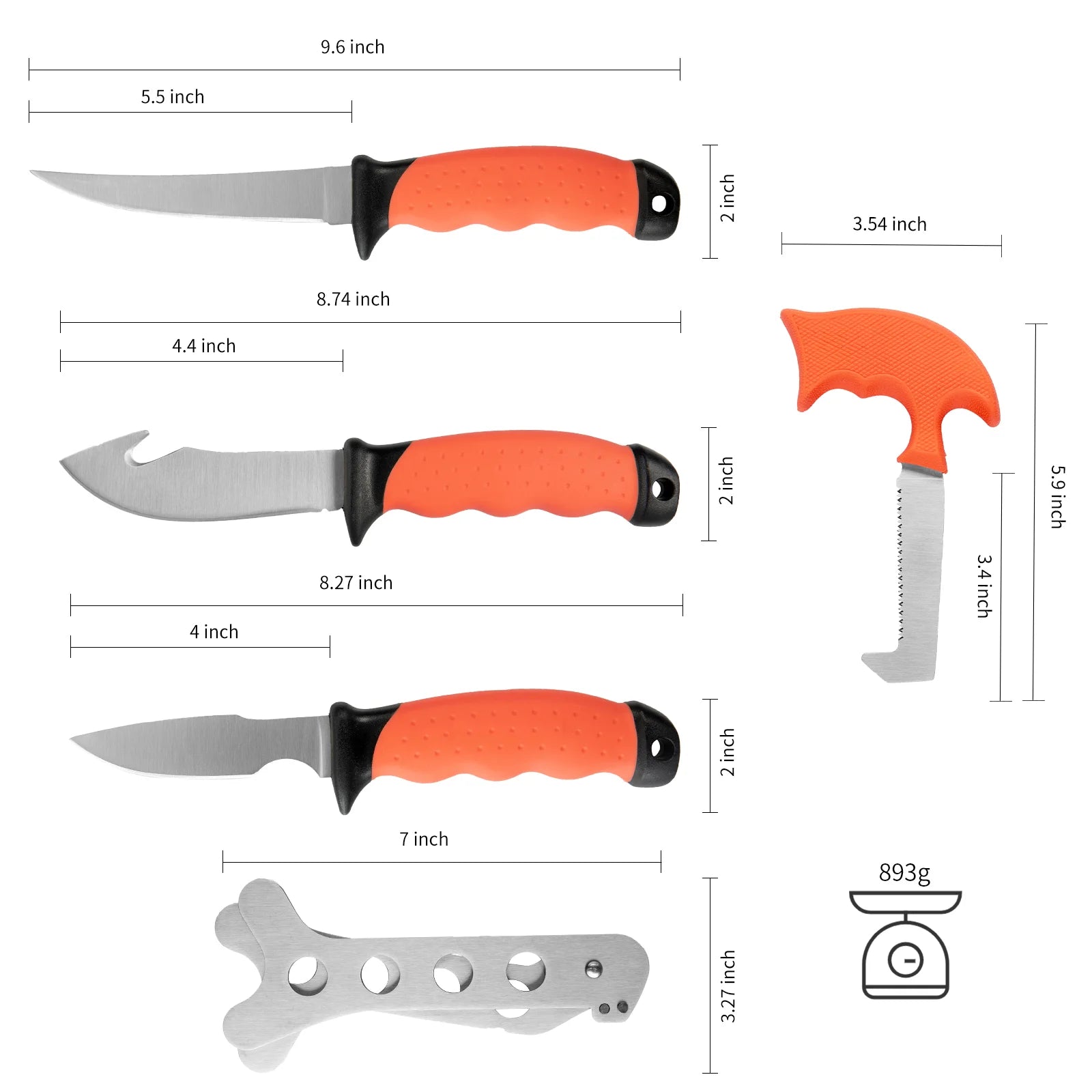 6 Piece Hunting Field Dressing Kit with Case - Portable Butcher Game Processor Set
