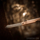 Japanese Higonokami Damascus Steel Pocket Knife with Copper Handle