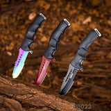 Colorful Folding Knife Serrated Blade with Safety Finger Grip Handle