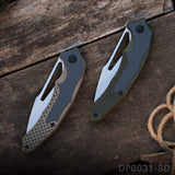 Folding Knife with G10 Handle and Single Side CNC 8Cr  Stonewashed Blade