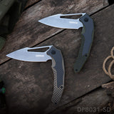 Folding Knife with G10 Handle and Single Side CNC 8Cr  Stonewashed Blade