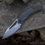 Folding Knife with G10 Handle and Single Side CNC 8Cr  Stonewashed Blade