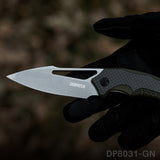 Folding Knife with G10 Handle and Single Side CNC 8Cr  Stonewashed Blade