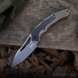 Folding Knife with G10 Handle and Single Side CNC 8Cr  Stonewashed Blade