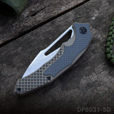 Folding Knife with G10 Handle and Single Side CNC 8Cr  Stonewashed Blade