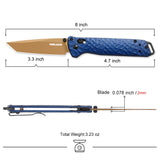 RBLACK 3.3" Tanto EDC Folding Knife with S35VN Blade, Crossbar Lock
