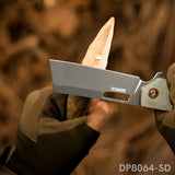 Modified Sheepsfoot-Inspired Cleaver Blade Folding Knife | Micarta Handle, Pocket Clip, EDC & Survival Use