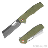 Modified Sheepsfoot-Inspired Cleaver Blade Folding Knife | Micarta Handle, Pocket Clip, EDC & Survival Use