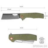 Modified Sheepsfoot-Inspired Cleaver Blade Folding Knife | Micarta Handle, Pocket Clip, EDC & Survival Use
