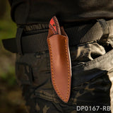 Mini Sheepsfoot Fixed D2 Blade Knife G10 Handle with Leather Sheath