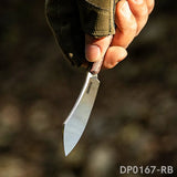 Mini Sheepsfoot Fixed D2 Blade Knife G10 Handle with Leather Sheath