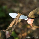 Mini Sheepsfoot Fixed D2 Blade Knife G10 Handle with Leather Sheath