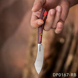 Mini Sheepsfoot Fixed D2 Blade Knife G10 Handle with Leather Sheath