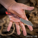 Mini Sheepsfoot Fixed D2 Blade Knife G10 Handle with Leather Sheath