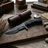 8.5" Full Tang Fixed Blade Knife Dagger Serrated Blade Back With Sheath