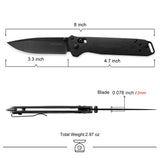 RBLACK 3.3" EDC Folding Knife with S35VN Drop-Point Blade, Crossbar Lock, G10 (Black)