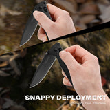 RBLACK 3.3" EDC Folding Knife with S35VN Drop-Point Blade, Crossbar Lock, G10 (Black)