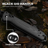RBLACK 3.3" EDC Folding Knife with S35VN Drop-Point Blade, Crossbar Lock, G10 (Black)