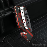 Blackened Tanto Blade Folding Knife with Dragon Patterned Aluminum Handle