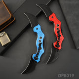 Dual Blade Bat Twin Blade Knife Half-Serrated Hawkbill Tactical Folding Karambit with Aluminum Handle