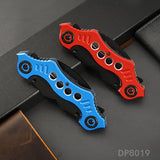 Dual Blade Bat Twin Blade Knife Half-Serrated Hawkbill Tactical Folding Karambit with Aluminum Handle