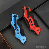 Dual Blade Bat Twin Blade Knife Half-Serrated Hawkbill Tactical Folding Karambit with Aluminum Handle