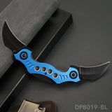 Dual Blade Bat Twin Blade Knife Half-Serrated Hawkbill Tactical Folding Karambit with Aluminum Handle