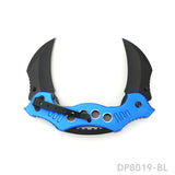 Dual Blade Bat Twin Blade Knife Half-Serrated Hawkbill Tactical Folding Karambit with Aluminum Handle