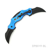 Dual Blade Bat Twin Blade Knife Half-Serrated Hawkbill Tactical Folding Karambit with Aluminum Handle