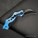 Dual Blade Bat Twin Blade Knife Half-Serrated Hawkbill Tactical Folding Karambit with Aluminum Handle